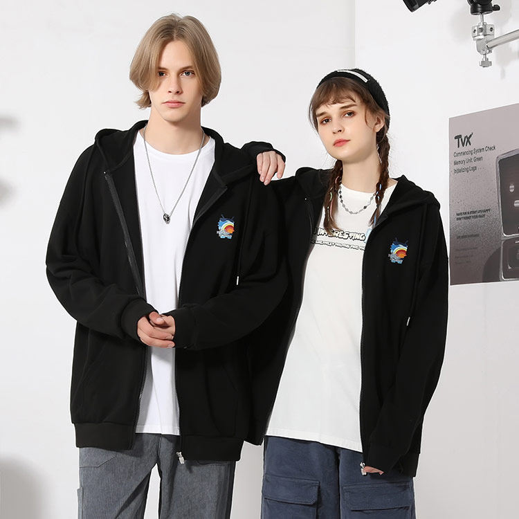 TVX春秋季彩虹字母电视机印花纯棉夹克开衫连帽卫衣外套男女同款