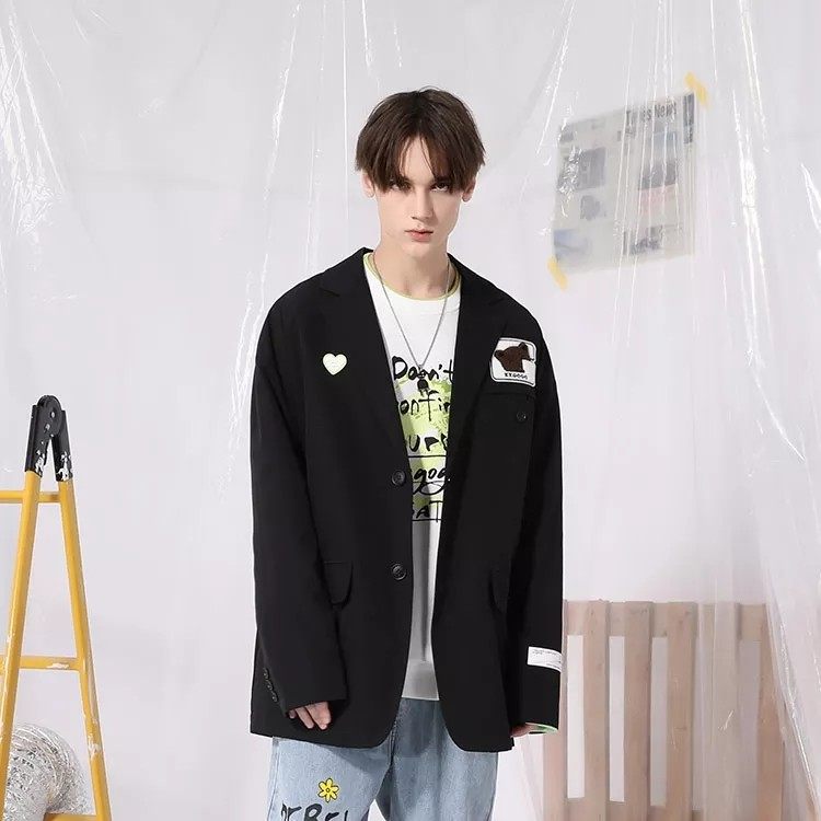 XXGOGO春秋季西服英文绣花绣标简约基础款通勤纯色小西装男女同款,男装,休闲西服,淘宝优惠券,粉丝福利购,淘宝优惠卷