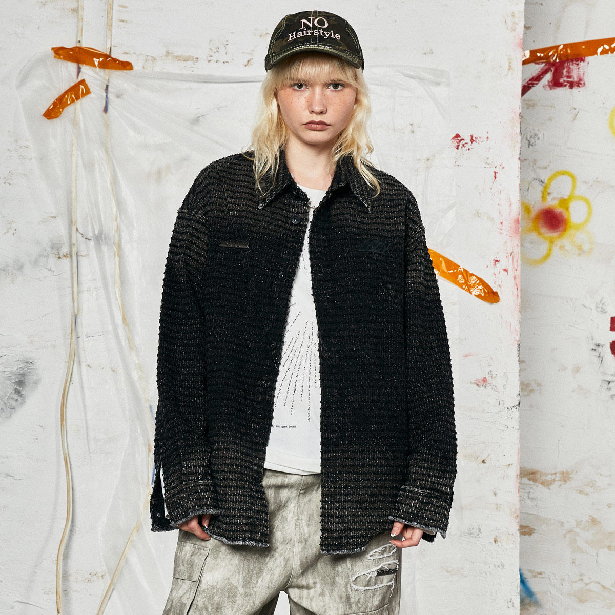 GENANX闪电潮牌2024冬季新款加厚黑色长袖情侣基础风衬衫外套男