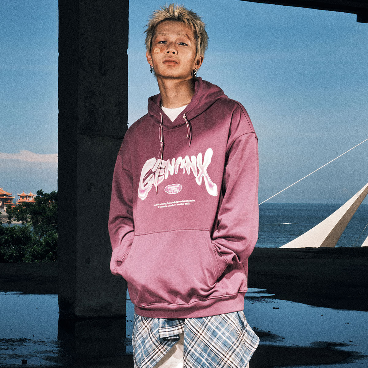 GENANX闪电潮牌黑色连帽加绒卫衣外套男女款潮流秋冬季新款情侣装