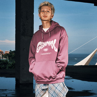 GENANX闪电潮牌黑色连帽加绒卫衣外套男女款潮流秋冬季新款情侣装