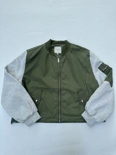 外贸女士春秋拼接撞色飞行服多口袋工装短款夹克外套美潮棒球服