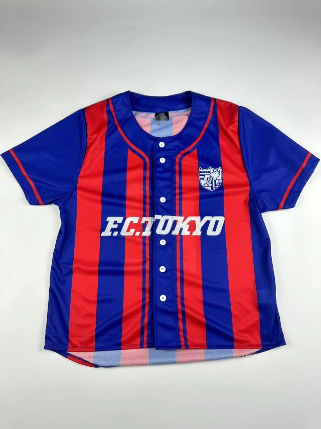 日单男女士球衣夏季速干条纹短袖T恤宽松大码户外运动棒球服开衫