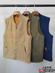 European and American Men's Autumn and Winter Pure Cotton Washed Vintage Loose Large Size Thickened Warm Multi-Pocket Work Vest Jacket