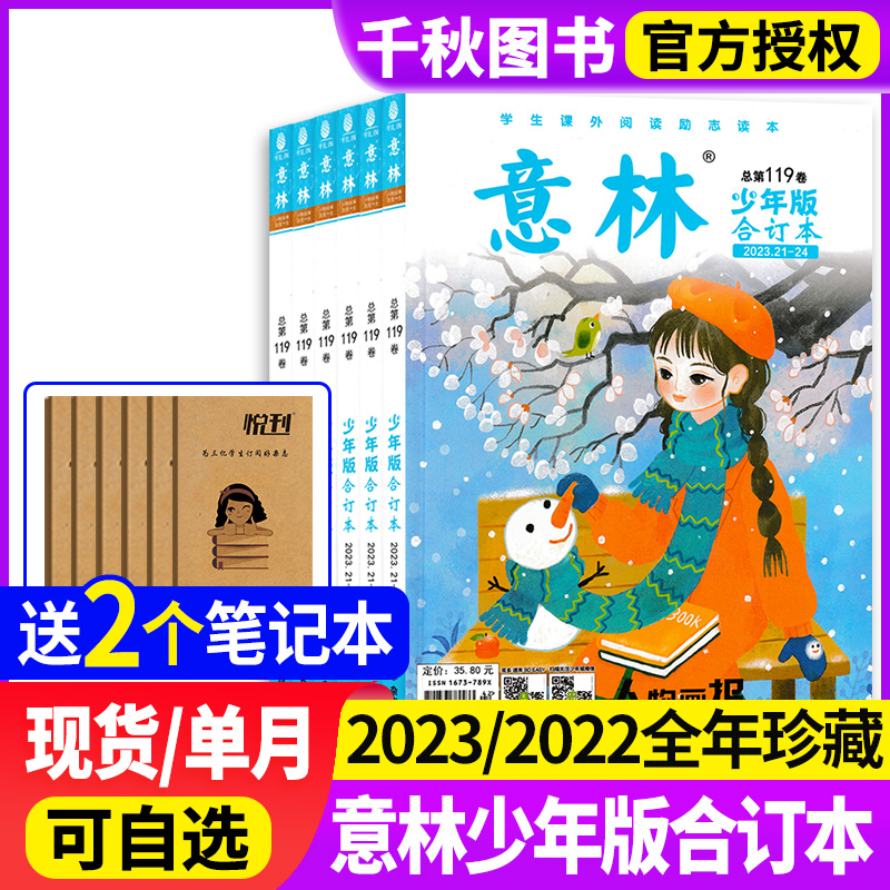 意林少年版合订本2022年108-113卷全年珍藏【2023年21-24期第119卷】2024年旗舰店15周年儿童文学杂志小学初中作文素材期刊单本-封面