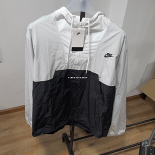 Nike耐克男女运动宽松拼色防晒衣连帽半拉链套头衫外套HJ1958-025
