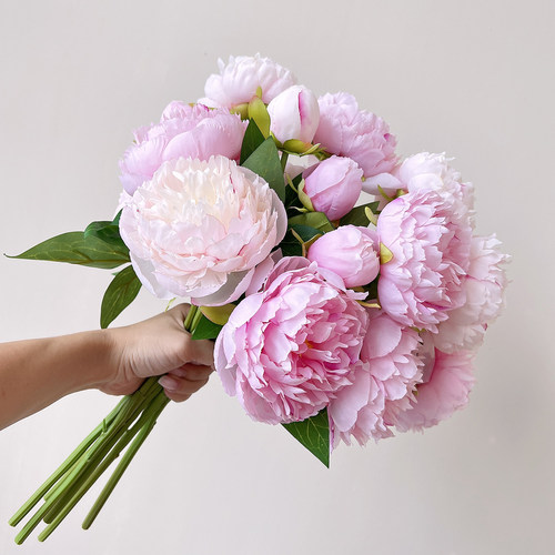 ladylike绢布3头芍药仿真花