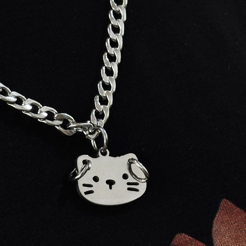 戴耳环的小猫古巴链自制萌甜酷风