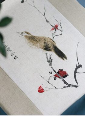 帛彩堂 中式亚麻沙发垫餐椅垫冬季加厚保暖坐垫中式古典印花坐垫