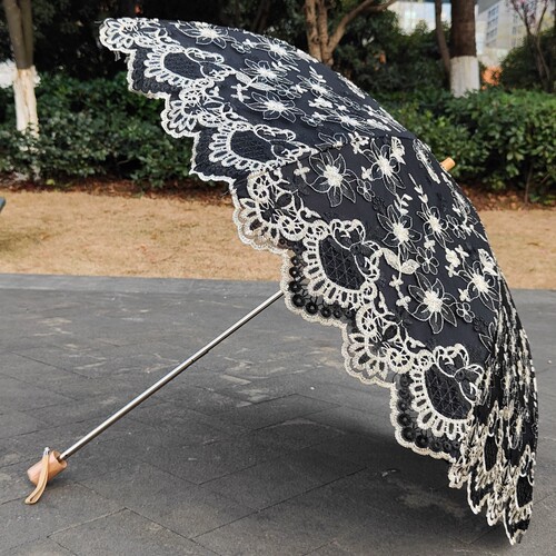 高档刺绣花防晒太阳伞晴雨伞