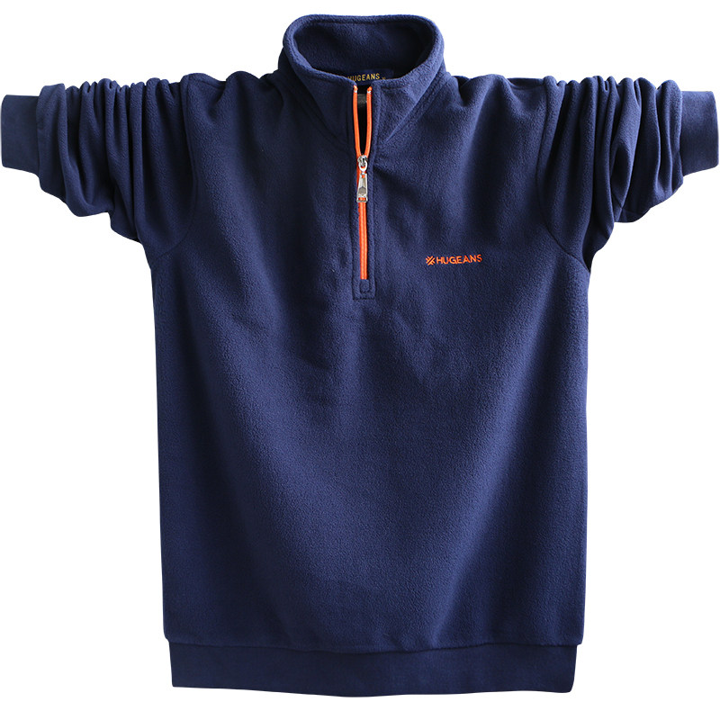 青少年秋冬立领加绒加厚男士摇粒绒外套拉链卫衣加肥加大宽松大码