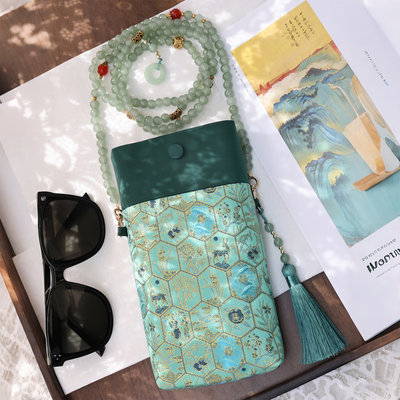 新中式复古包拼色单肩斜挎包