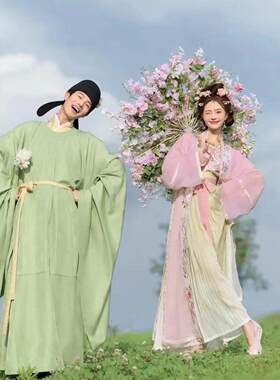 新款唐制古代中式照摄影道具结婚粘花伞粉色外景系列草坪风婚纱