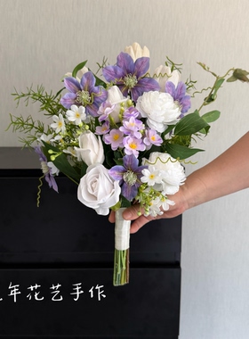 ins影楼拍照道具仿真花束领证手捧花森系登记拍照道具领证简约new