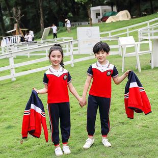 小学生校服班服春秋装 秋冬装 短袖 纯棉运动套装 新款 幼儿园园服夏装