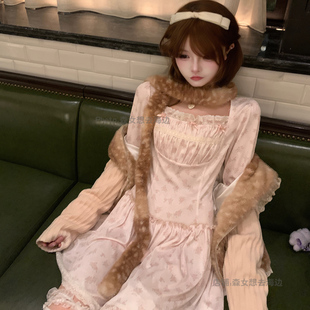 森女系原创想去海边 温柔清楚系蕾系碎花连衣裙内搭裙子 岁岁平安