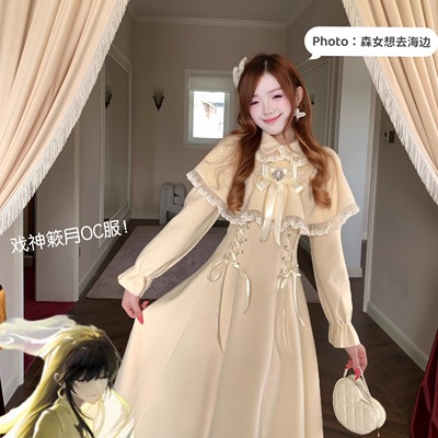 森女系原创想去海边 戏神簌月 清楚系甜美日系连衣裙温柔长裙