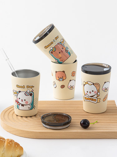 小熊猫一二布布不锈钢喝水杯