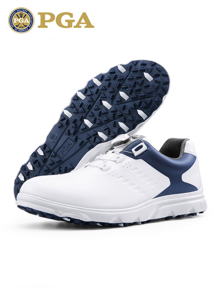 PGA 소프트 솔 골프 신발 남성용 방수 신발 손잡이 끈 경량 쿠션 미끄럼 방지 고정 스파이크