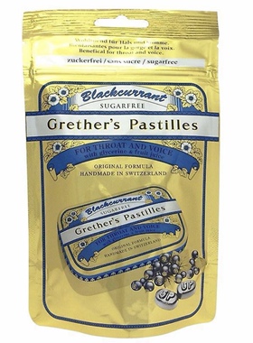 瑞士 Grether's Pastilles无糖润喉糖黑加仑袋装独立包装内含40颗