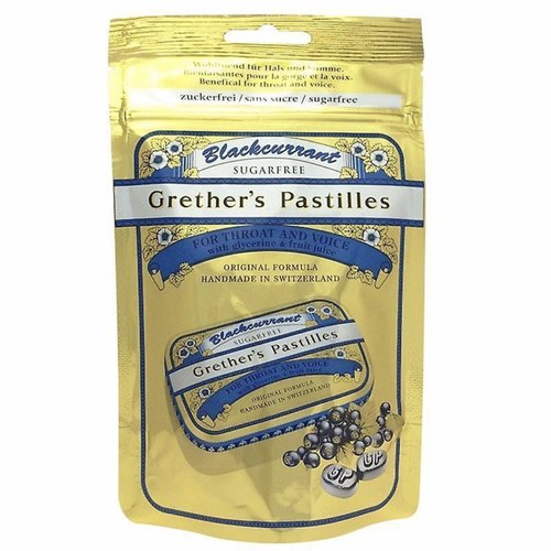 瑞士 Grether's Pastilles无糖润喉糖黑加仑袋装独立包装内含40颗