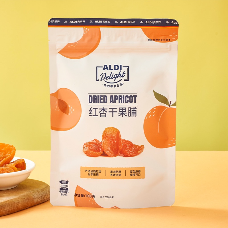 奥乐齐aldi 原色原味红杏干 100g 开袋即食零食果脯