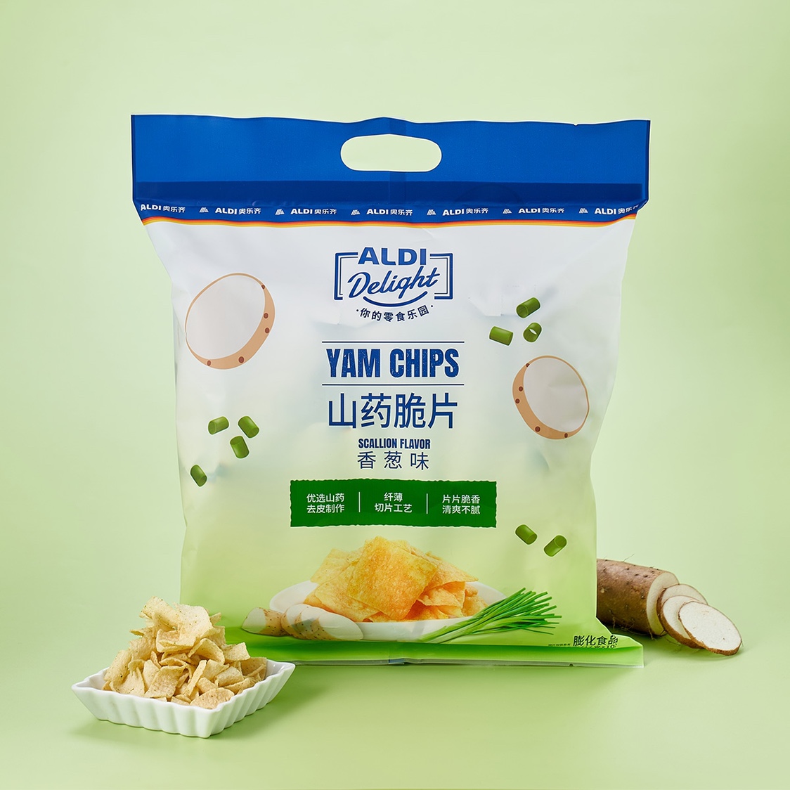 奥乐齐代购ALDI  山药脆片番茄味/香葱味脆片独立小包装零食