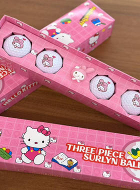 KITTY球高尔夫球卡通高尔夫球三层球全新新球一组4颗带Mark现货