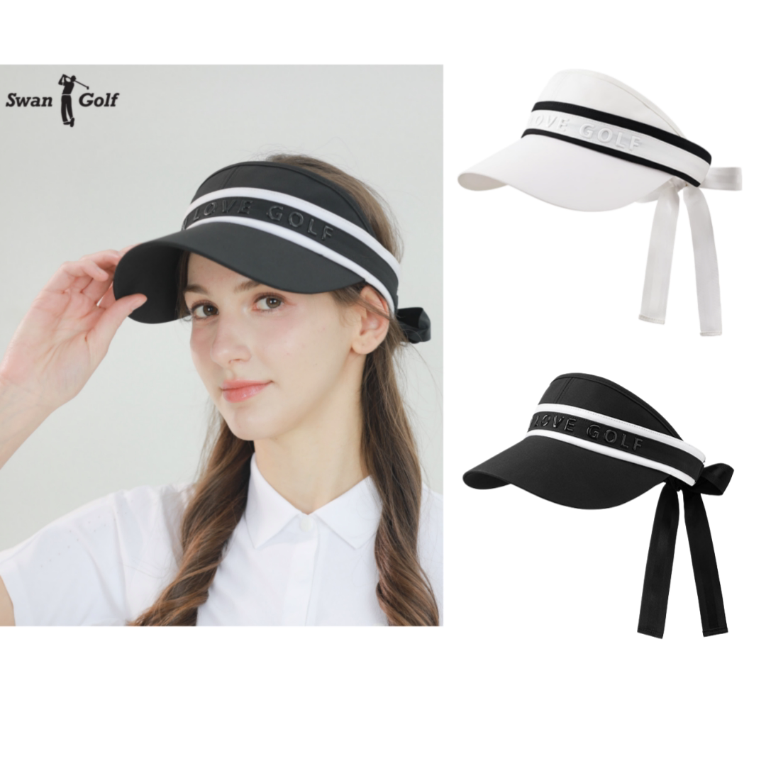 Swanlovegolf新款高尔夫空顶帽女夏季防晒帽蝴蝶结丝带运动球帽
