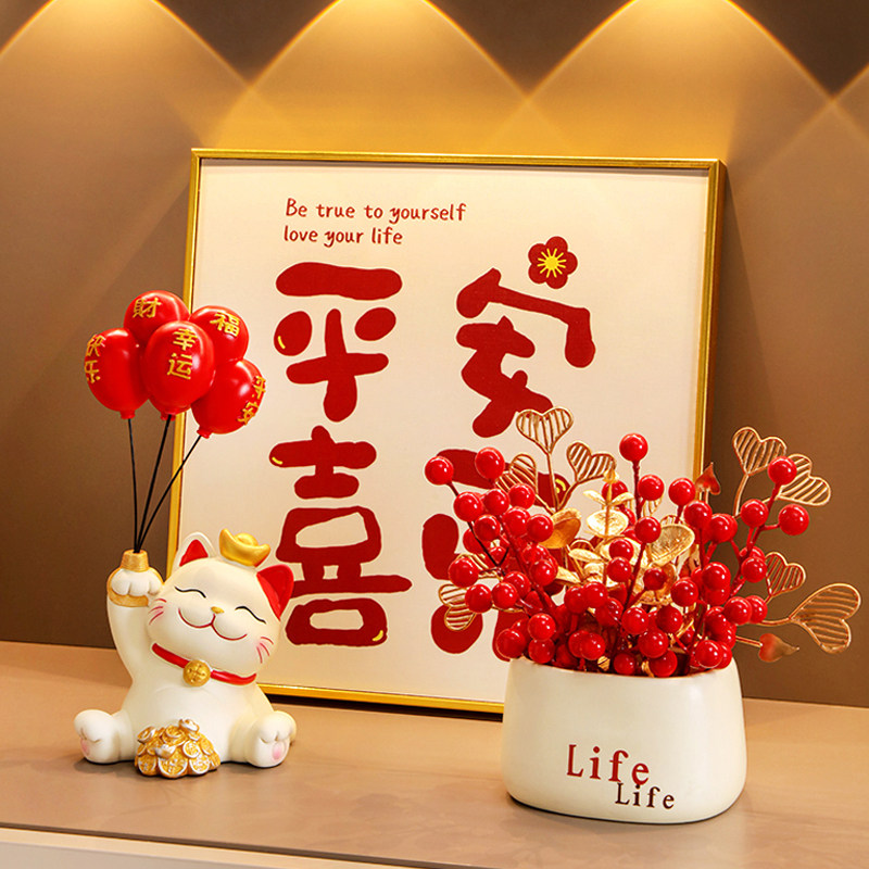 招财猫摆件入户玄关客厅礼物乔迁之喜新居布置春节新年装饰用品