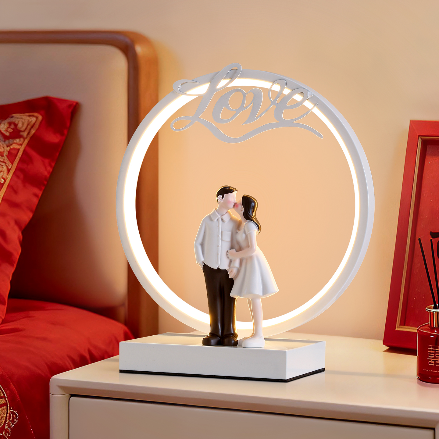 新婚礼物送新人情侣婚房布置喜庆实用周年纪念日桌面摆件夜灯装饰