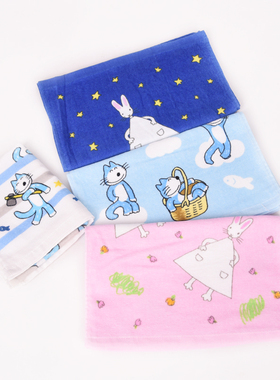 猫咪兔子毛巾 纯棉卡通薄款洗脸巾 家用柔软吸水面巾 211020