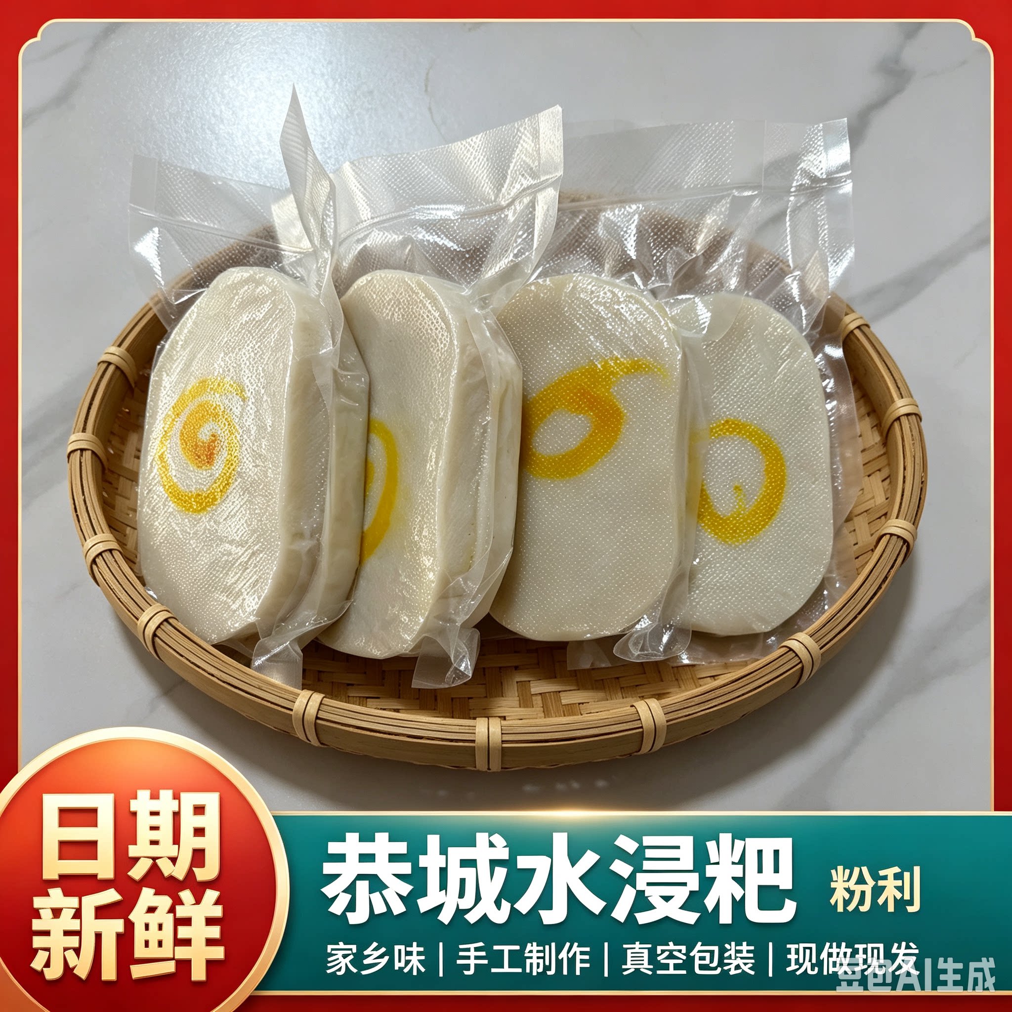 广西桂林特产恭城水浸粑平乐粉利手工纯大米年糕油茶小吃水晶粑