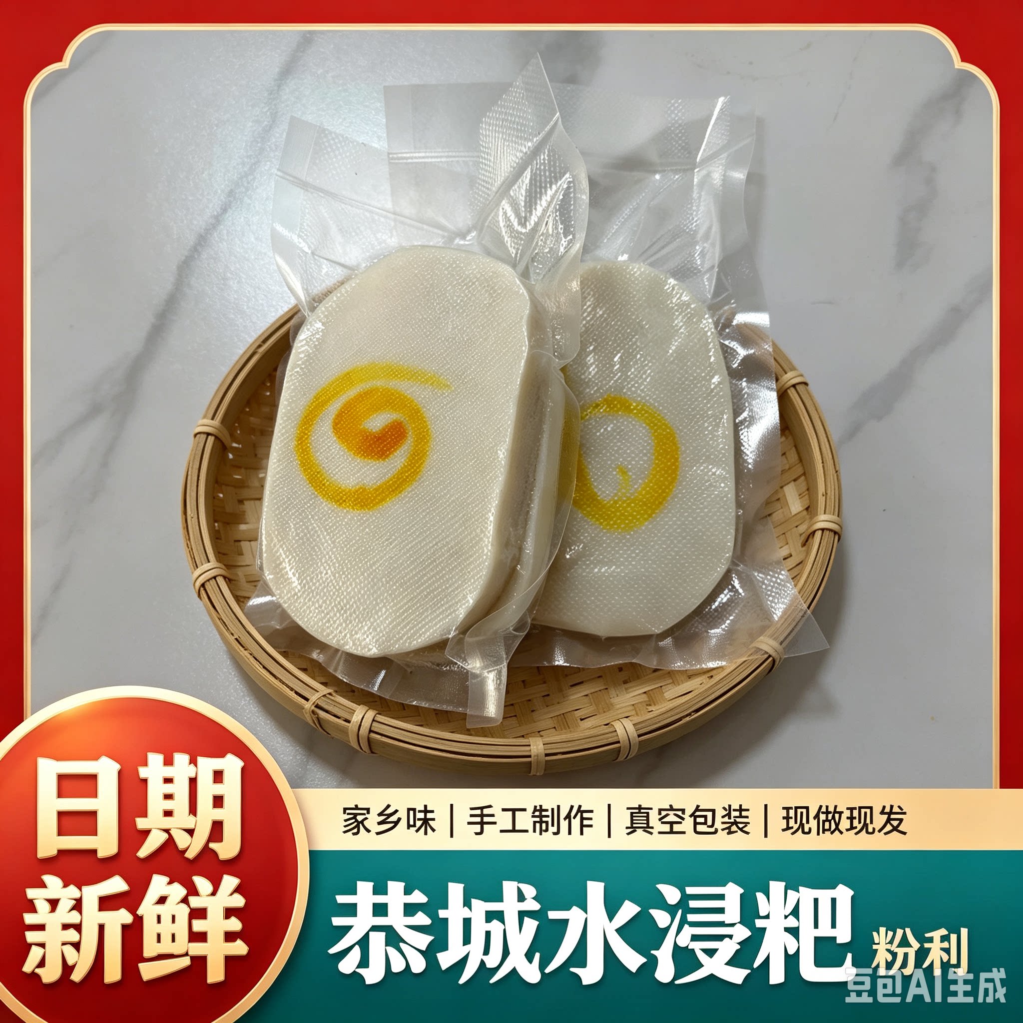 广西桂林特产恭城水浸粑平乐粉利手工纯大米年糕油茶小吃水晶粑