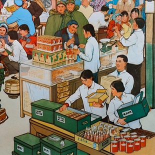 复古怀旧海报607080老旧年画农村公社雪夜春风写真