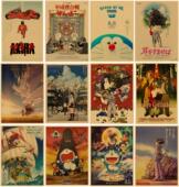 饰画 日漫卡通复古牛皮纸装 卧室墙面墙贴画 动漫电影海报 日本经典