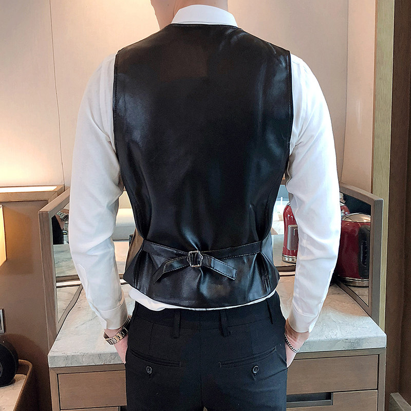 6376-P50外贸休闲皮马甲男士英伦百搭修身背心单排扣7XL大码男装,男装背心/马甲,星座1613