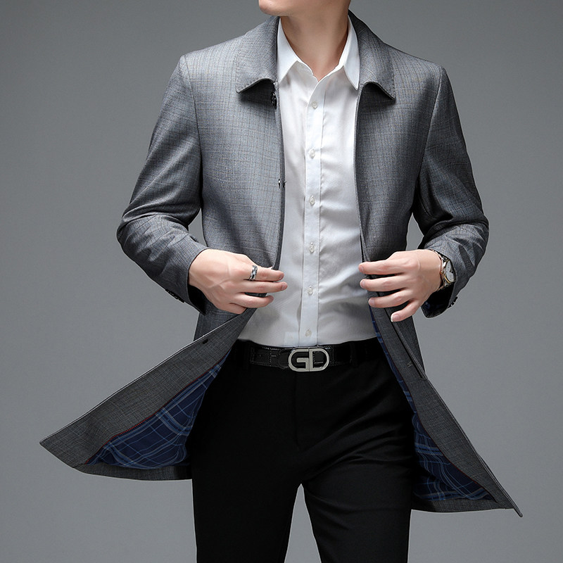 FY2106-P170春秋季新款高品质男装中长风衣男士简约商务外套,男装风衣,星座1613