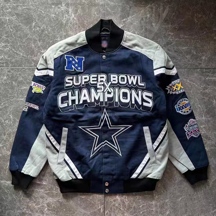 NFL达拉斯牛仔队超级碗Cowboys秋冬男女潮牌刺绣棒球服宽松夹克