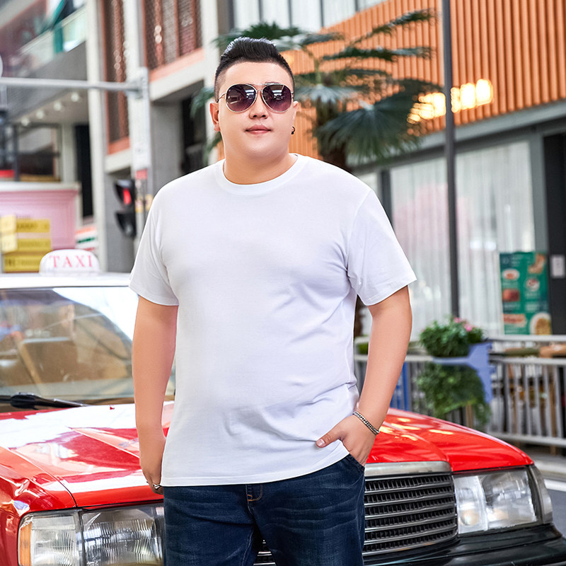 中青年男装短袖T恤加肥大码中老年男士纯棉上衣特体大号200斤肥胖