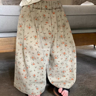女童春夏碎花宽松阔腿裤2025新款女宝宝夏款韩版直筒裤儿童裤子潮