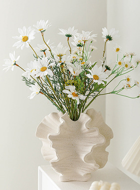 欧式素烧白色陶瓷花瓶磨砂质感水培干花插家居装饰摆件礼品