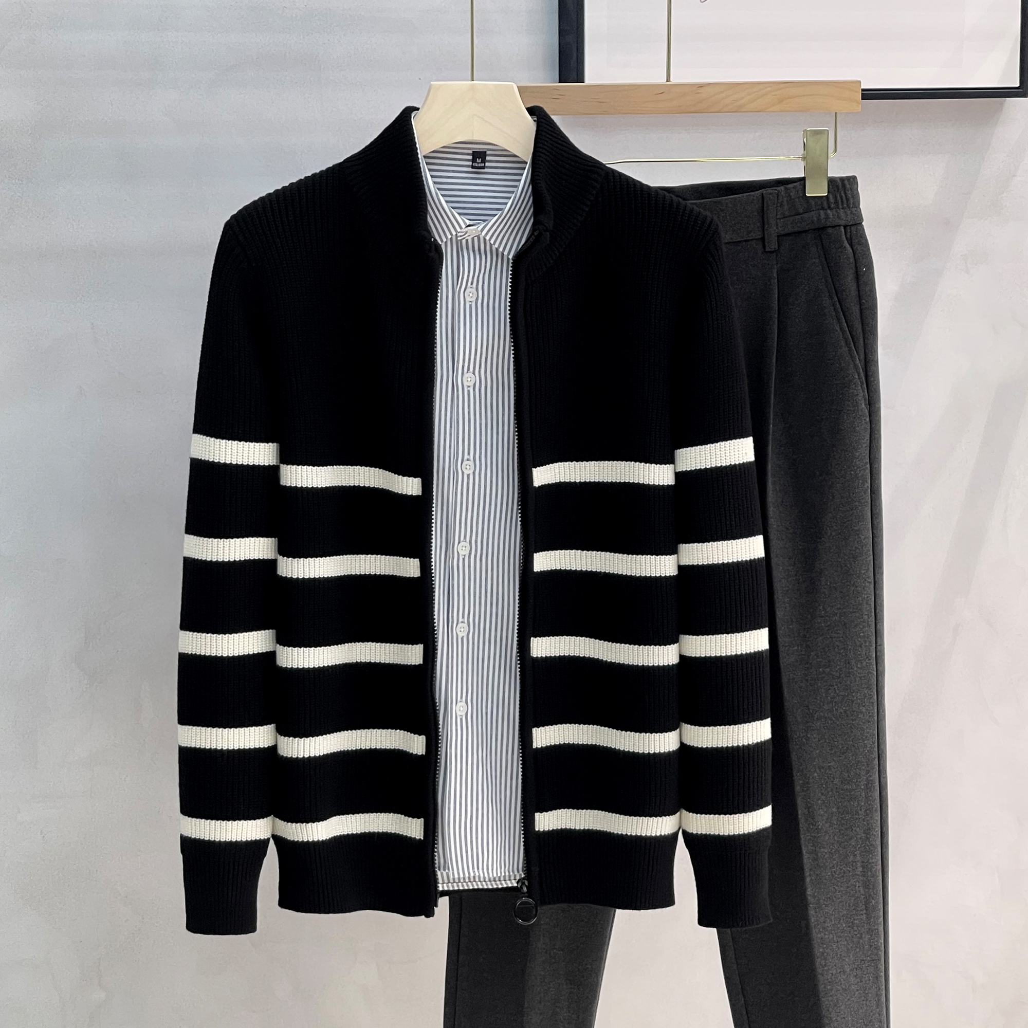 针织开衫外套半高领毛衣秋冬新款