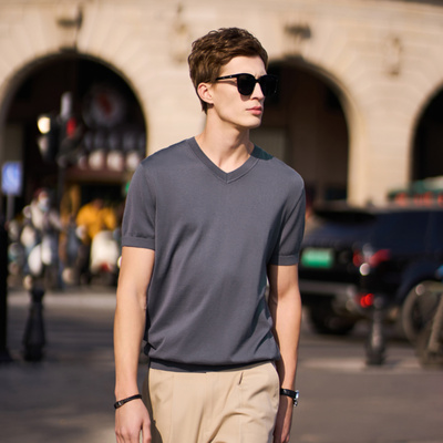 春夏爆款男士针织短袖t恤柔滑