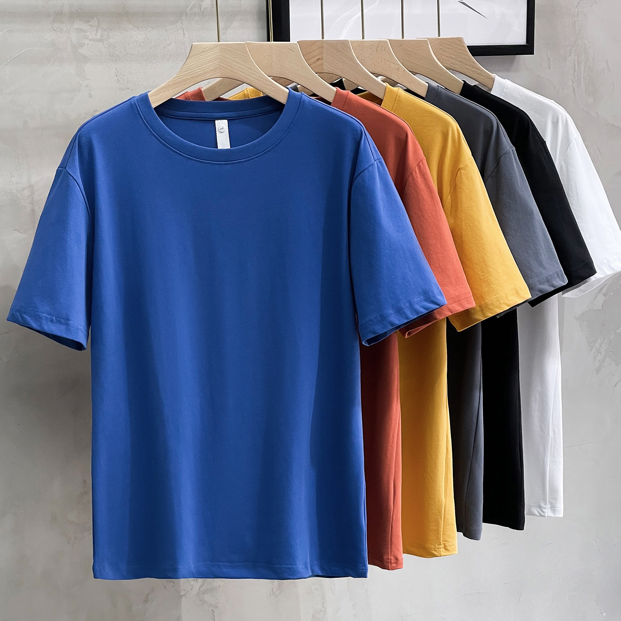 纯色t恤男宽松圆领打底衫男士运动夏季新款上衣服男装短袖高端