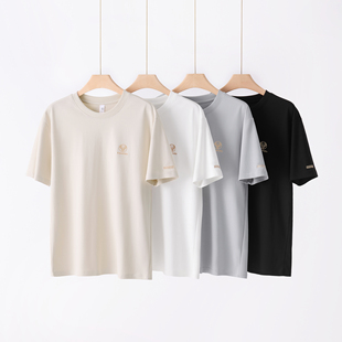 高档小刺绣春夏季爆款短袖男款圆领t恤男2025夏新款百搭休闲上衣