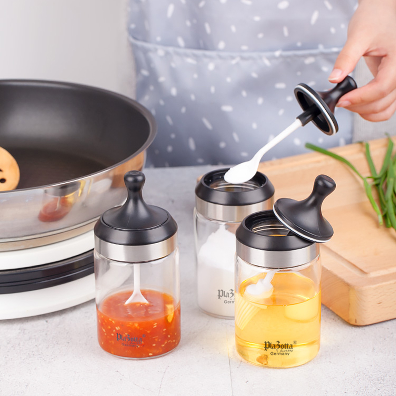 德国玻璃调料罐子家用厨房盐味精调料盒瓶装油瓶油刷蜂蜜勺子