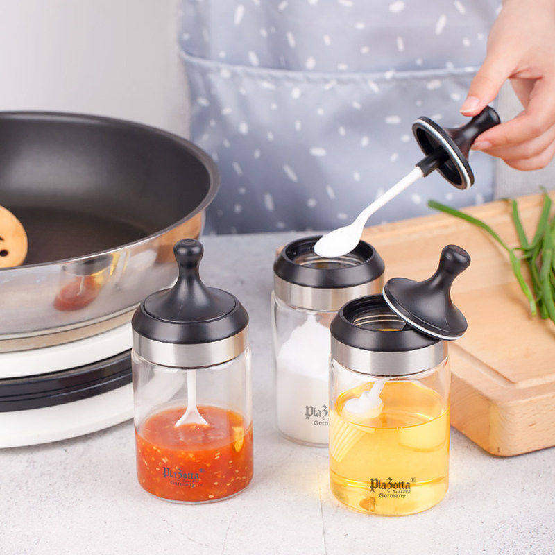 德国玻璃调料罐子家用厨房盐味精调料盒瓶装油瓶油刷蜂蜜勺子