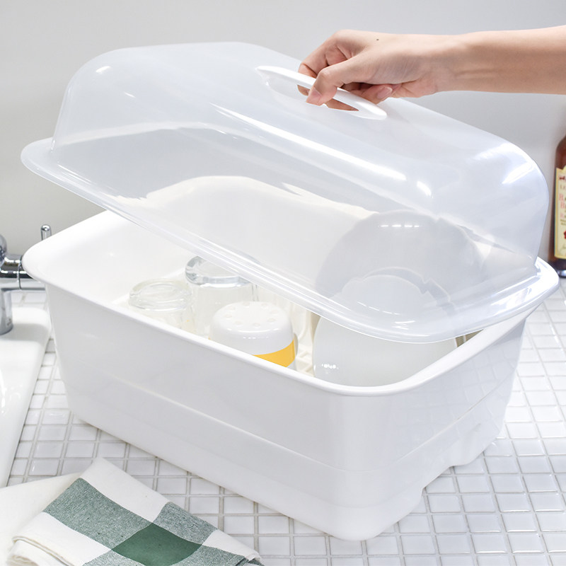 利快日本进口碗碟收纳盒碗柜装餐具碗盘收纳箱厨房加厚沥水碗碟架