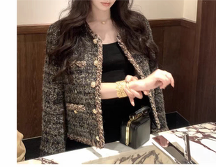 法式小香风外套女2025秋冬新款羊毛混纺粗花呢编织高级感短款上衣